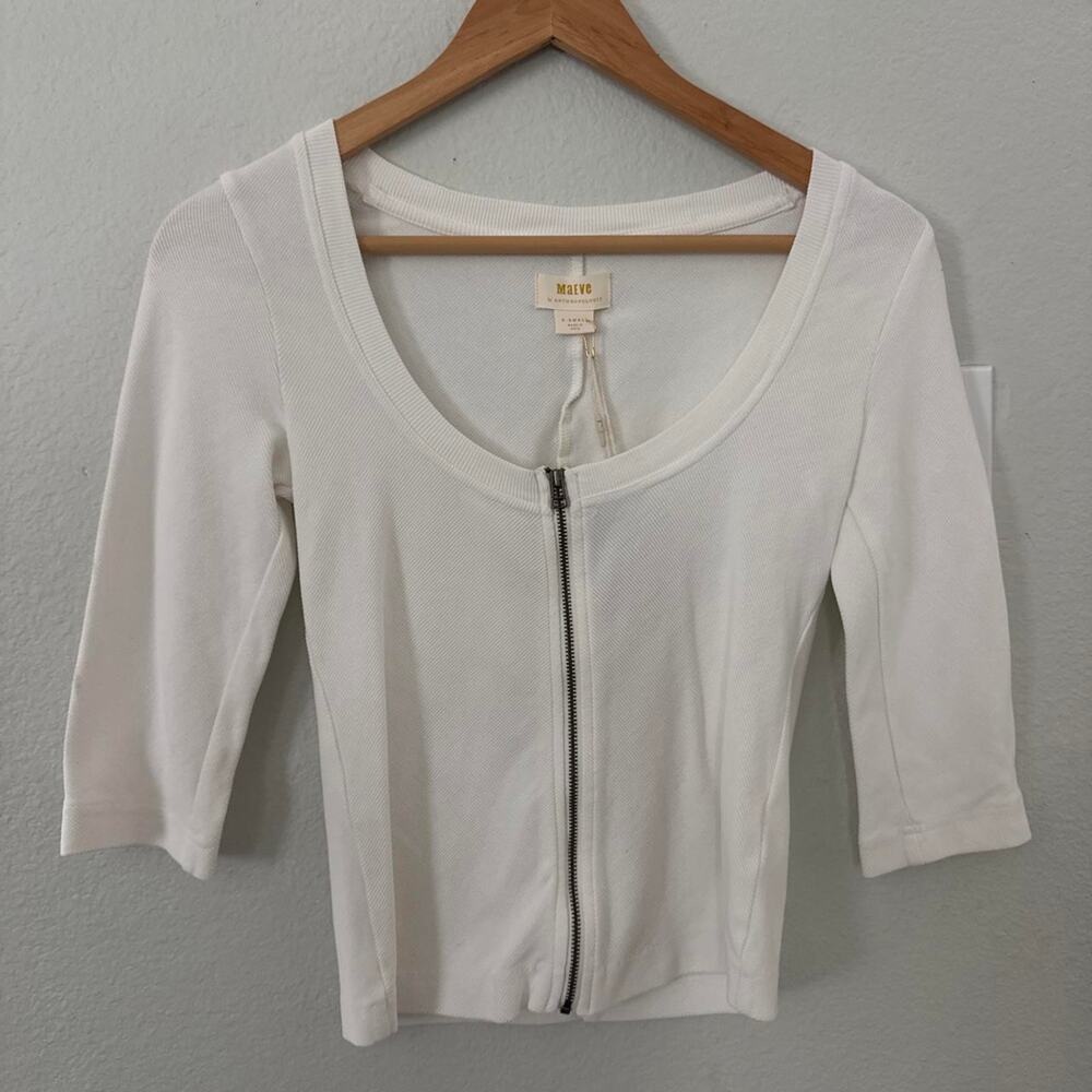 White cropped zip up top